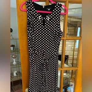 Tommy Hilfiger jumpsuit, sleeveless, black, white and red polka dots, size 12